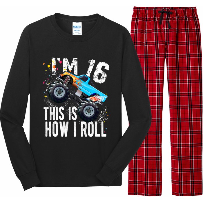 16 Year Old Gift Cool 16th Birthday Boy Gift For Monster Truck Car Lovers Long Sleeve Pajama Set