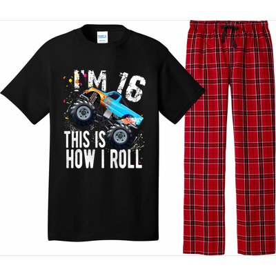 16 Year Old Gift Cool 16th Birthday Boy Gift For Monster Truck Car Lovers Pajama Set