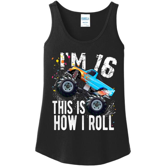 16 Year Old Gift Cool 16th Birthday Boy Gift For Monster Truck Car Lovers Ladies Essential Tank