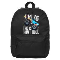 16 Year Old Gift Cool 16th Birthday Boy Gift For Monster Truck Car Lovers 16 in Basic Backpack