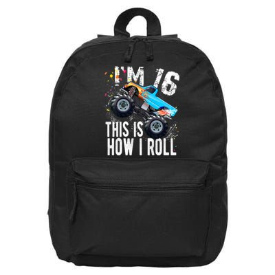 16 Year Old Gift Cool 16th Birthday Boy Gift For Monster Truck Car Lovers 16 in Basic Backpack