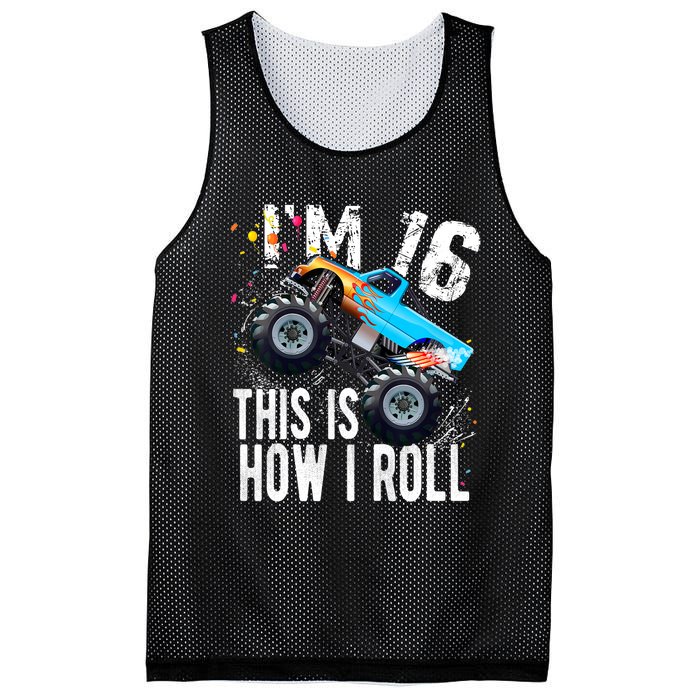 16 Year Old Gift Cool 16th Birthday Boy Gift For Monster Truck Car Lovers Mesh Reversible Basketball Jersey Tank