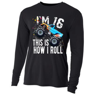 16 Year Old Gift Cool 16th Birthday Boy Gift For Monster Truck Car Lovers Cooling Performance Long Sleeve Crew