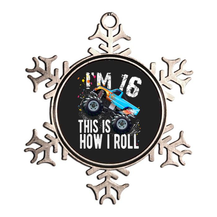 16 Year Old Gift Cool 16th Birthday Boy Gift For Monster Truck Car Lovers Metallic Star Ornament