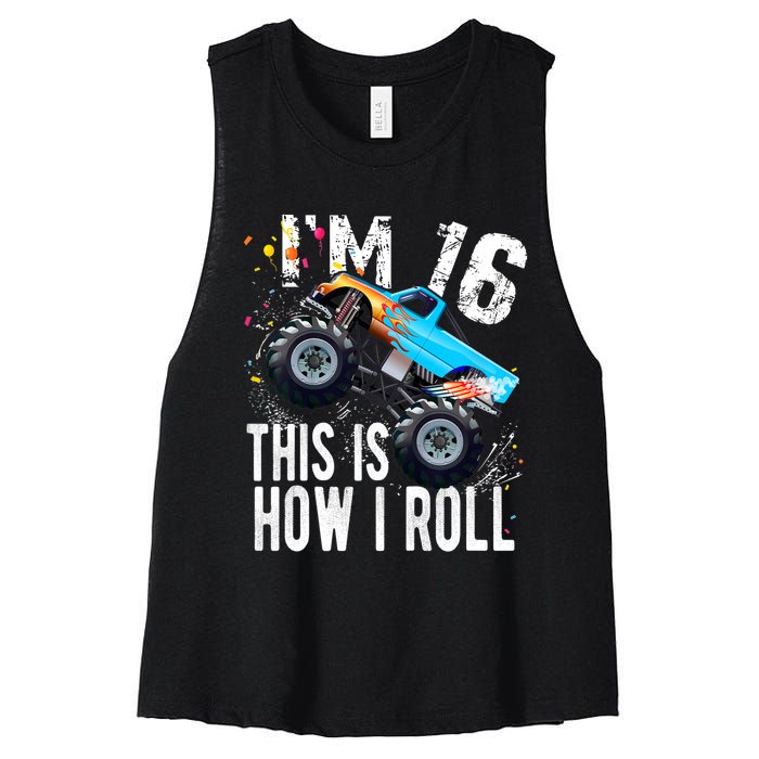 16 Year Old Gift Cool 16th Birthday Boy Gift For Monster Truck Car Lovers Women's Racerback Cropped Tank