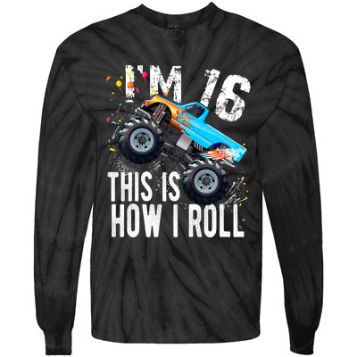 16 Year Old Gift Cool 16th Birthday Boy Gift For Monster Truck Car Lovers Tie-Dye Long Sleeve Shirt