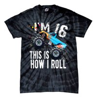 16 Year Old Gift Cool 16th Birthday Boy Gift For Monster Truck Car Lovers Tie-Dye T-Shirt