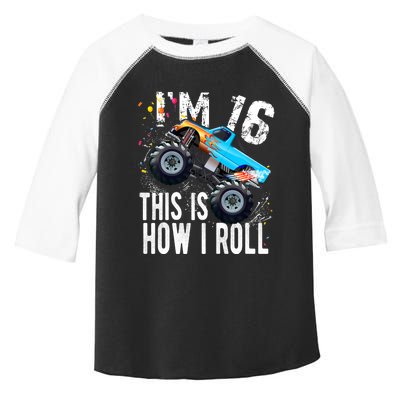 16 Year Old Gift Cool 16th Birthday Boy Gift For Monster Truck Car Lovers Toddler Fine Jersey T-Shirt