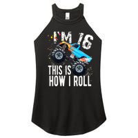 16 Year Old Gift Cool 16th Birthday Boy Gift For Monster Truck Car Lovers Women's Perfect Tri Rocker Tank