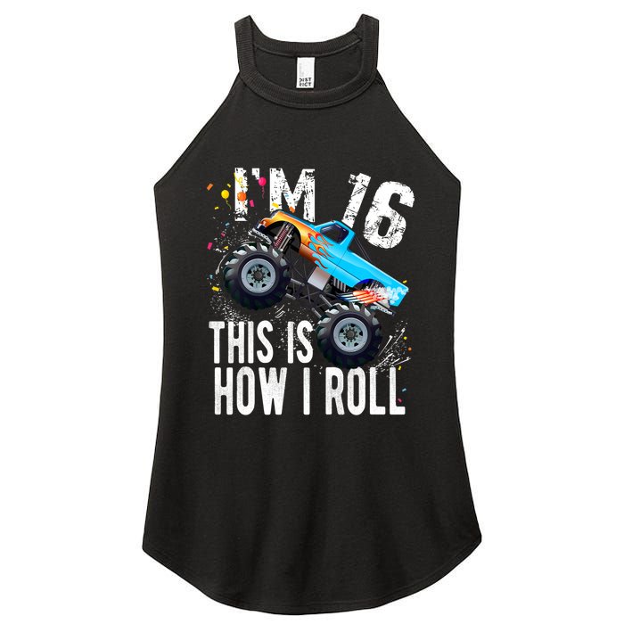 16 Year Old Gift Cool 16th Birthday Boy Gift For Monster Truck Car Lovers Women's Perfect Tri Rocker Tank