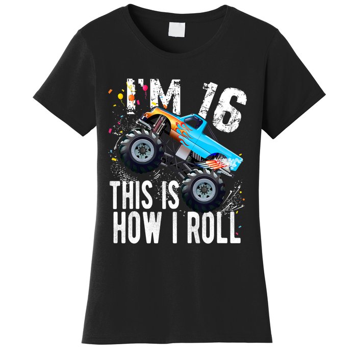 16 Year Old Gift Cool 16th Birthday Boy Gift For Monster Truck Car Lovers Women's T-Shirt