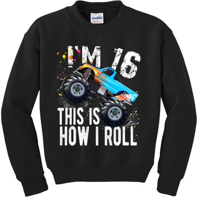 16 Year Old Gift Cool 16th Birthday Boy Gift For Monster Truck Car Lovers Kids Sweatshirt