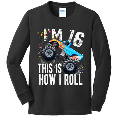 16 Year Old Gift Cool 16th Birthday Boy Gift For Monster Truck Car Lovers Kids Long Sleeve Shirt