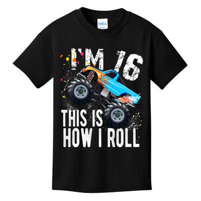 16 Year Old Gift Cool 16th Birthday Boy Gift For Monster Truck Car Lovers Kids T-Shirt