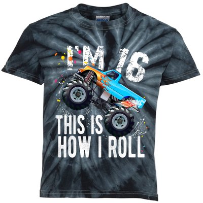 16 Year Old Gift Cool 16th Birthday Boy Gift For Monster Truck Car Lovers Kids Tie-Dye T-Shirt