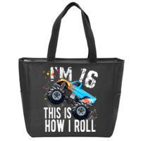 16 Year Old Gift Cool 16th Birthday Boy Gift For Monster Truck Car Lovers Zip Tote Bag