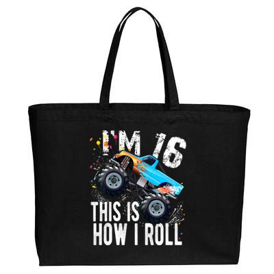 16 Year Old Gift Cool 16th Birthday Boy Gift For Monster Truck Car Lovers Cotton Canvas Jumbo Tote