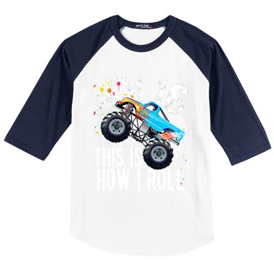 16 Year Old Gift Cool 16th Birthday Boy Gift For Monster Truck Car Lovers Baseball Sleeve Shirt