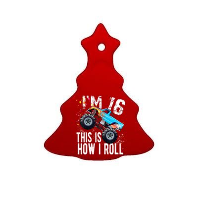 16 Year Old Gift Cool 16th Birthday Boy Gift For Monster Truck Car Lovers Ceramic Tree Ornament