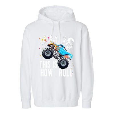 16 Year Old Gift Cool 16th Birthday Boy Gift For Monster Truck Car Lovers Garment-Dyed Fleece Hoodie