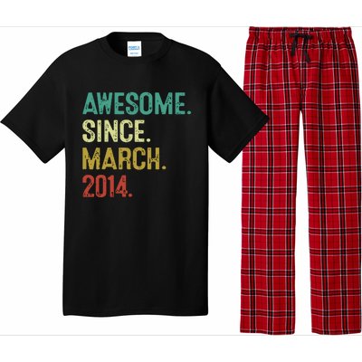 10 Year Old Awesome Since March 2014 10th Birthday Pajama Set