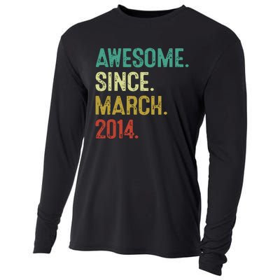 10 Year Old Awesome Since March 2014 10th Birthday Cooling Performance Long Sleeve Crew