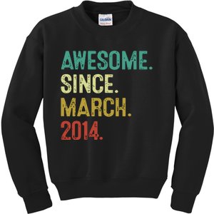 10 Year Old Awesome Since March 2014 10th Birthday Kids Sweatshirt