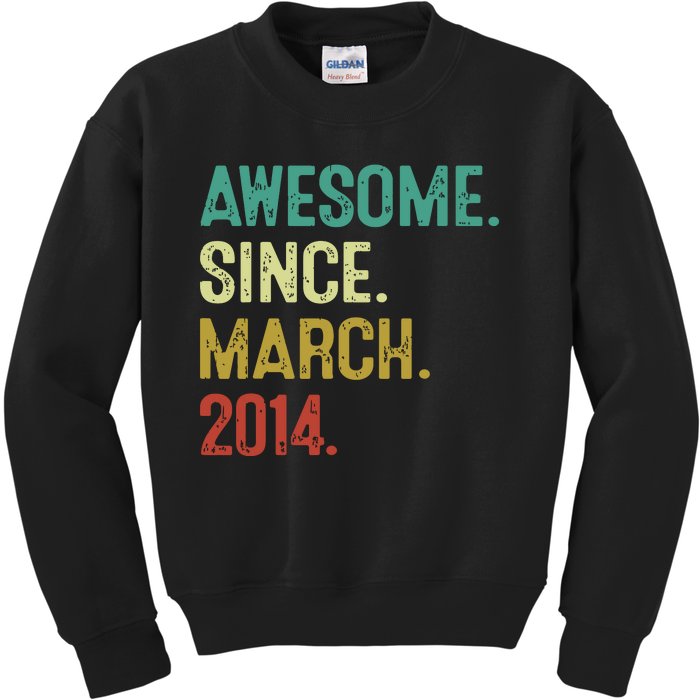 10 Year Old Awesome Since March 2014 10th Birthday Kids Sweatshirt