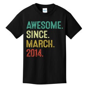 10 Year Old Awesome Since March 2014 10th Birthday Kids T-Shirt