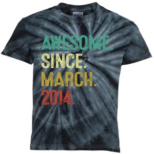 10 Year Old Awesome Since March 2014 10th Birthday Kids Tie-Dye T-Shirt