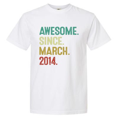 10 Year Old Awesome Since March 2014 10th Birthday Garment-Dyed Heavyweight T-Shirt