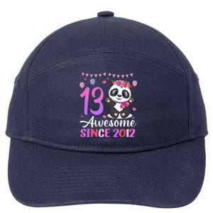 13 Year Old Awesome Since 2012 13th Birthday Panda 7-Panel Snapback Hat