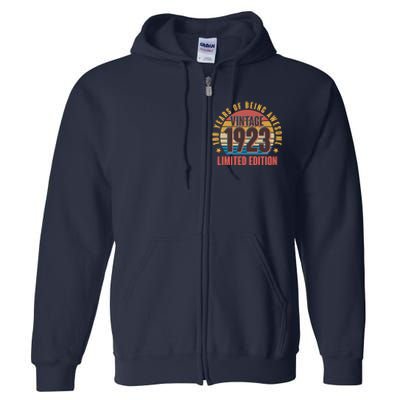 100 Years Of Being Awesome 1923 Limited Edition Vintage Retro Full Zip Hoodie