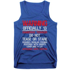 13 Years Old Warning Dangerous Teenager 13th Birthday Tank Top