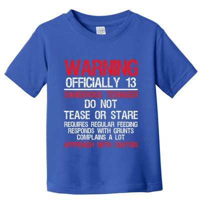 13 Years Old Warning Dangerous Teenager 13th Birthday Toddler T-Shirt