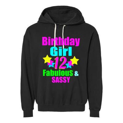 12 Year Old Girl Birthday Party Neon Bday Party Garment-Dyed Fleece Hoodie