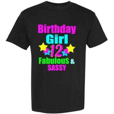 12 Year Old Girl Birthday Party Neon Bday Party Garment-Dyed Heavyweight T-Shirt