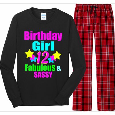 12 Year Old Girl Birthday Party Neon Bday Party Long Sleeve Pajama Set