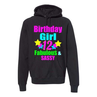 12 Year Old Girl Birthday Party Neon Bday Party Premium Hoodie