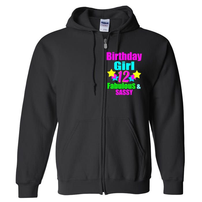 12 Year Old Girl Birthday Party Neon Bday Party Full Zip Hoodie