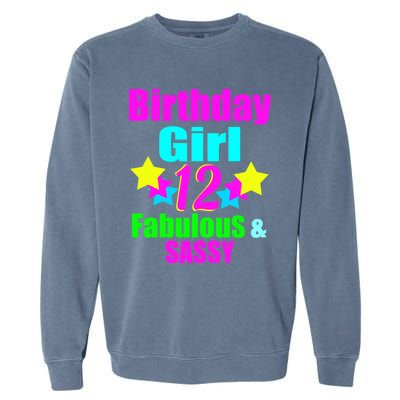 12 Year Old Girl Birthday Party Neon Bday Party Garment-Dyed Sweatshirt