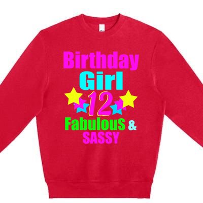 12 Year Old Girl Birthday Party Neon Bday Party Premium Crewneck Sweatshirt