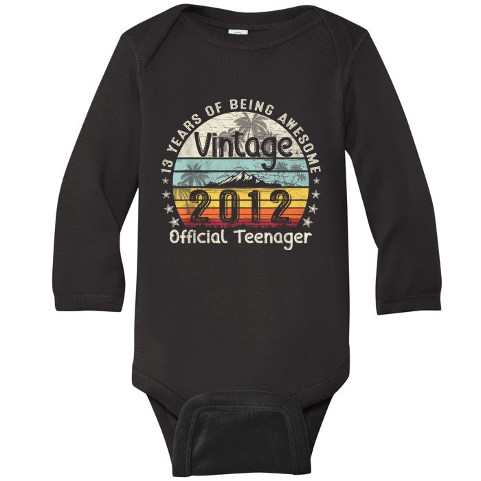 13 Yr Old Gifts Vintage 2012 Teenager 13th Birthday Baby Long Sleeve Bodysuit