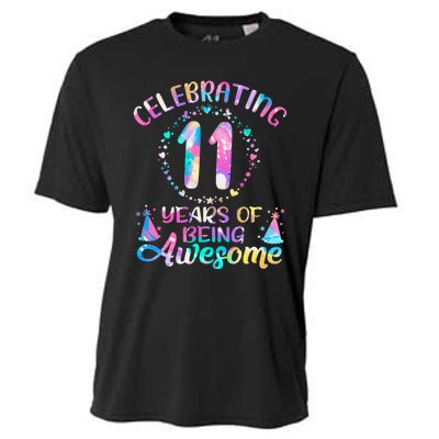 11 Years Of Being Awesome 11 Years Old 11th Birthday Tie Dye Cooling Performance Crew T-Shirt