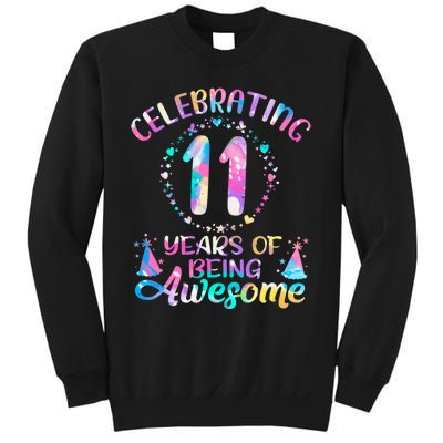 11 Years Of Being Awesome 11 Years Old 11th Birthday Tie Dye Sweatshirt