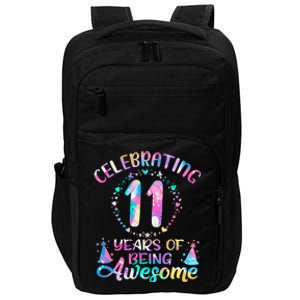 11 Years Of Being Awesome 11 Years Old 11th Birthday Tie Dye Impact Tech Backpack