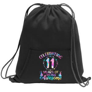 11 Years Of Being Awesome 11 Years Old 11th Birthday Tie Dye Sweatshirt Cinch Pack Bag