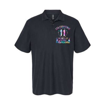 11 Years Of Being Awesome 11 Years Old 11th Birthday Tie Dye Softstyle Adult Sport Polo