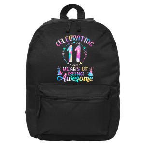 11 Years Of Being Awesome 11 Years Old 11th Birthday Tie Dye 16 in Basic Backpack