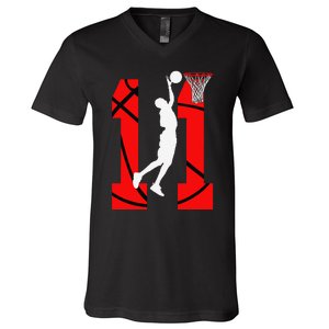 11 Years Old 11th Birthday Basketball Lovers V-Neck T-Shirt